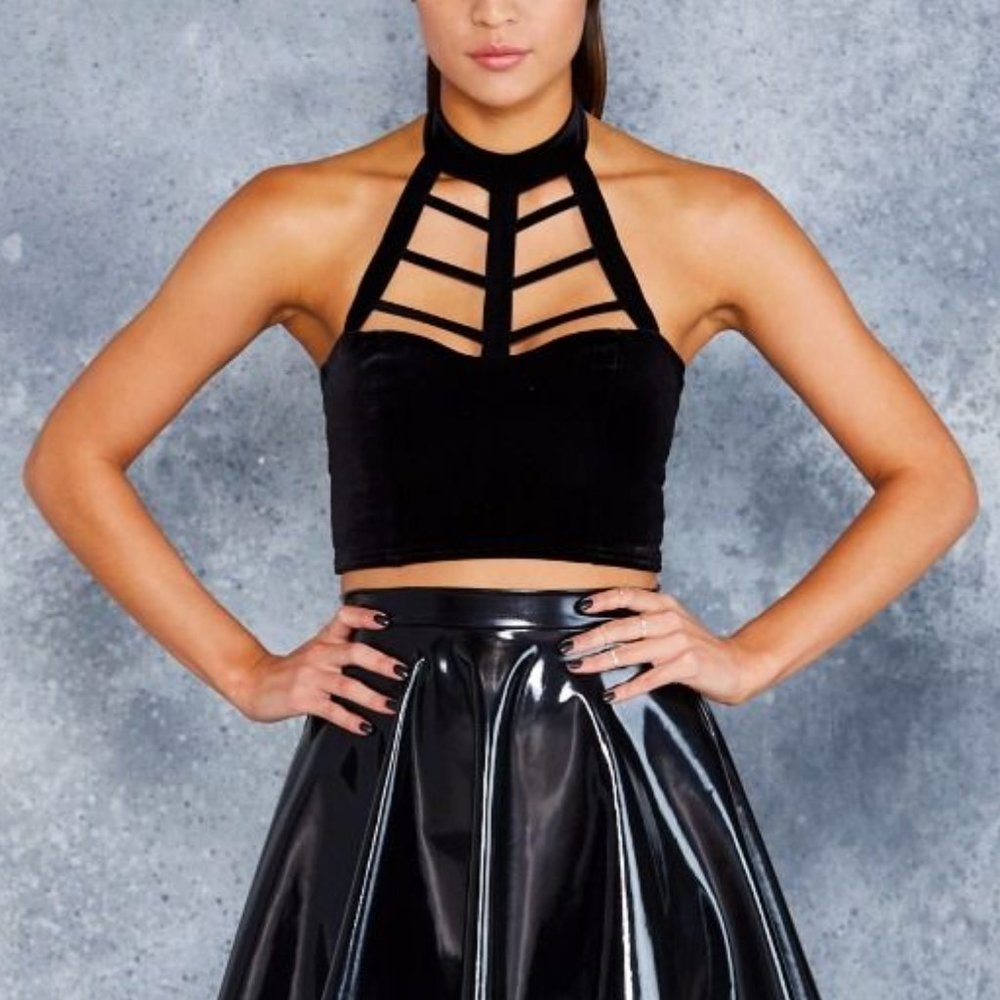 NWT Caged in velvet halter top